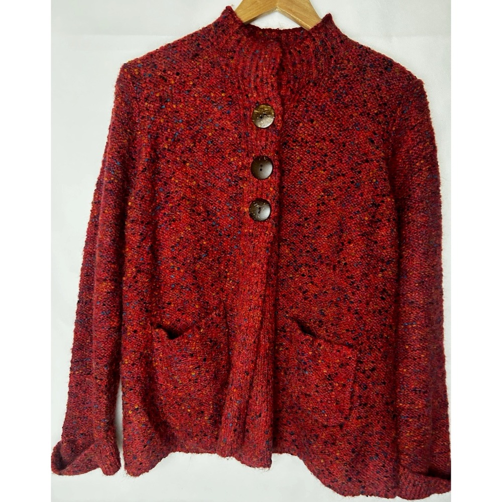 NWT Coldwater Creek Red/Multi 3 Button Sweater‎ size Med Petite - Picture 2 of 10